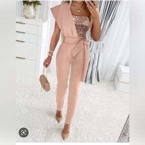 Pink Sequin Pantsuit